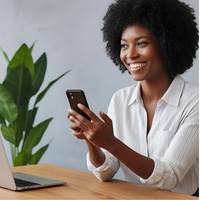 Woman smiling with phone
